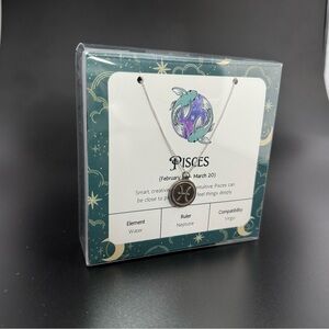 Pisces Zodiac Medallion Necklace .925 Sterling Silver